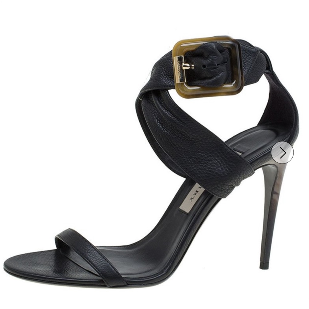 Burberry Black Leather Marham Buckle Sandals Size 7.5
